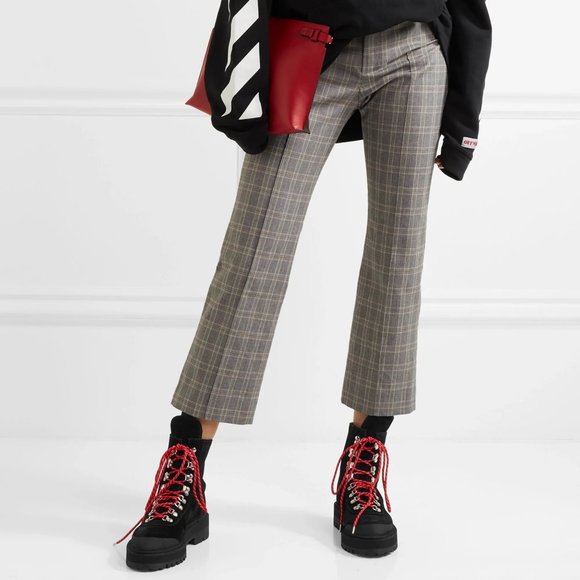 Off-White Virgil Abloh Hiking Mountain Combat Boots (black/red suede) WITH BOX - Picture 3 of 5